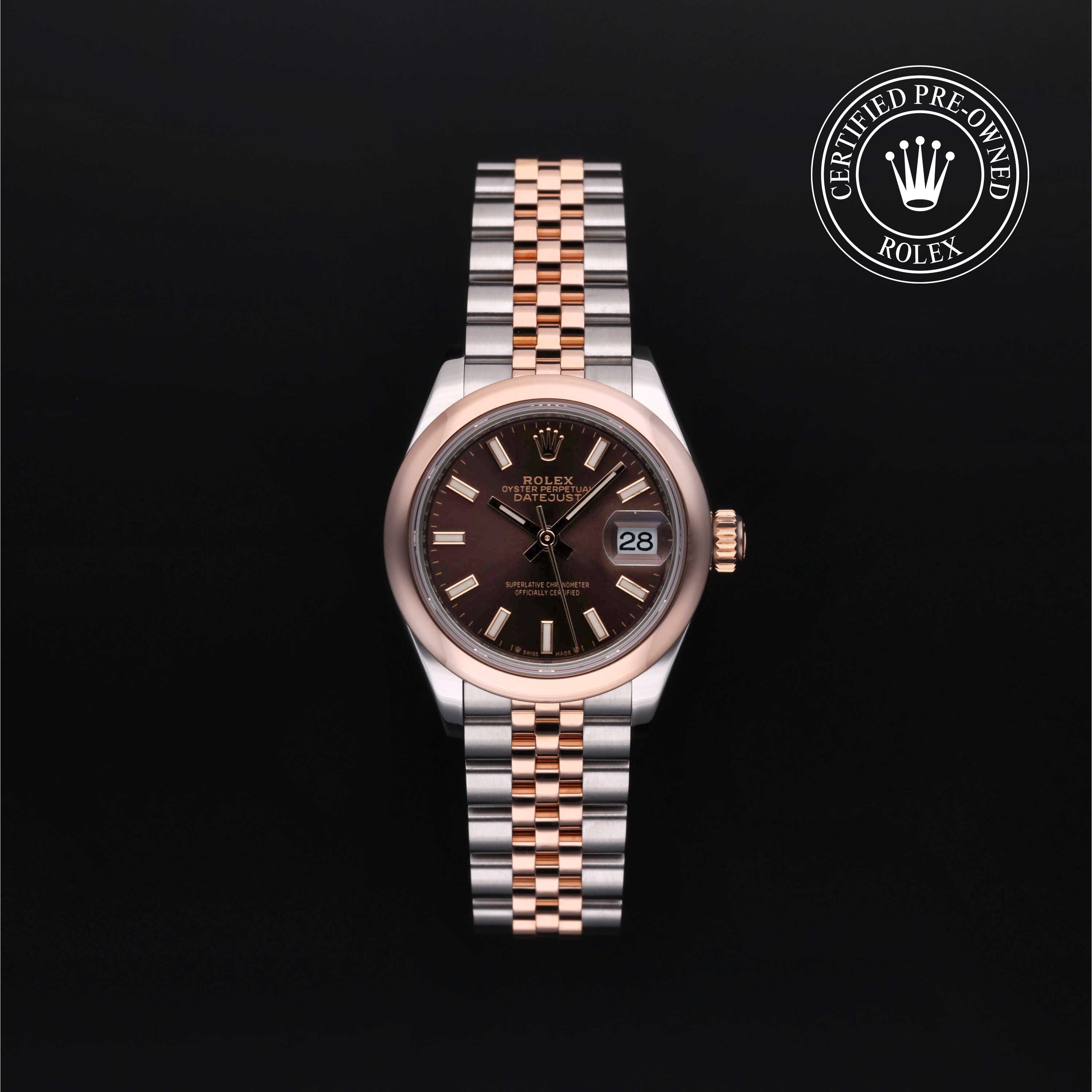Rolex Certified Pre-Owned Lady-Datejust in 28 mm, Stainless Steel and rose gold 279161 watch available at Long's Jewelers.
