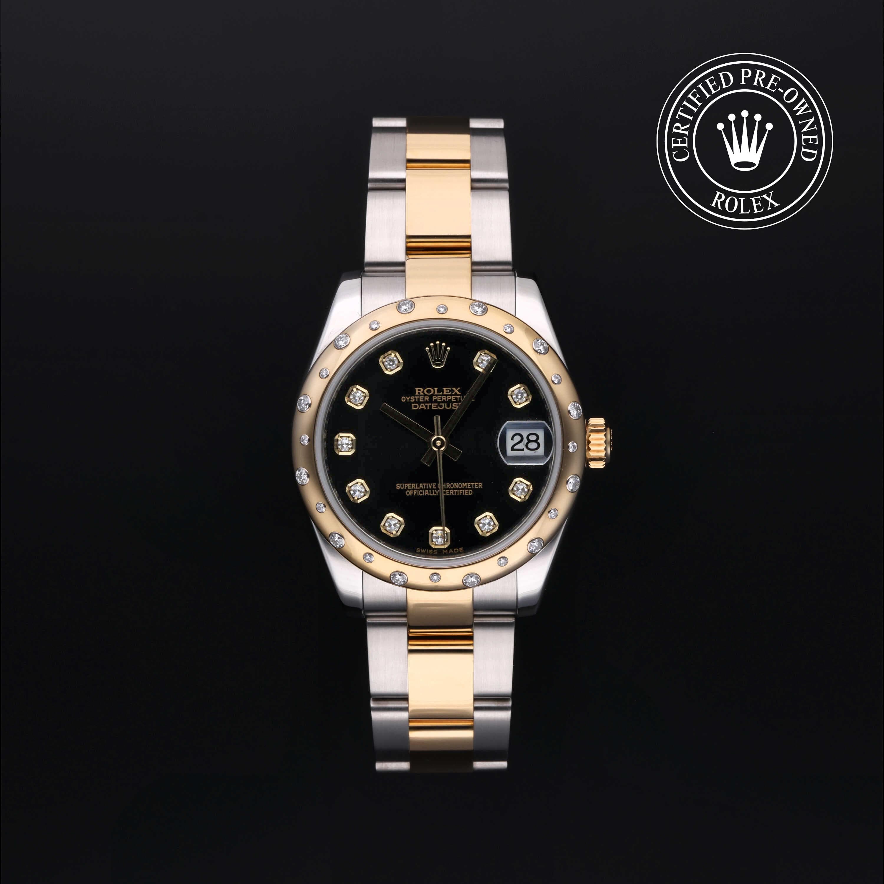 Rolex Certified Pre-Owned Datejust in Oyster, 31 mm, Stainless Steel and yellow gold 178343 watch available at Long's Jewelers.