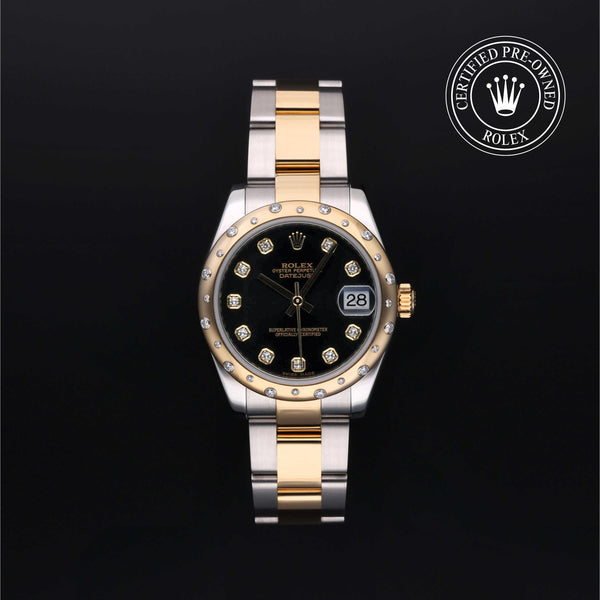 Rolex Certified Pre-Owned Datejust in Oyster, 31 mm, Stainless Steel and yellow gold 178343 watch available at Long's Jewelers.