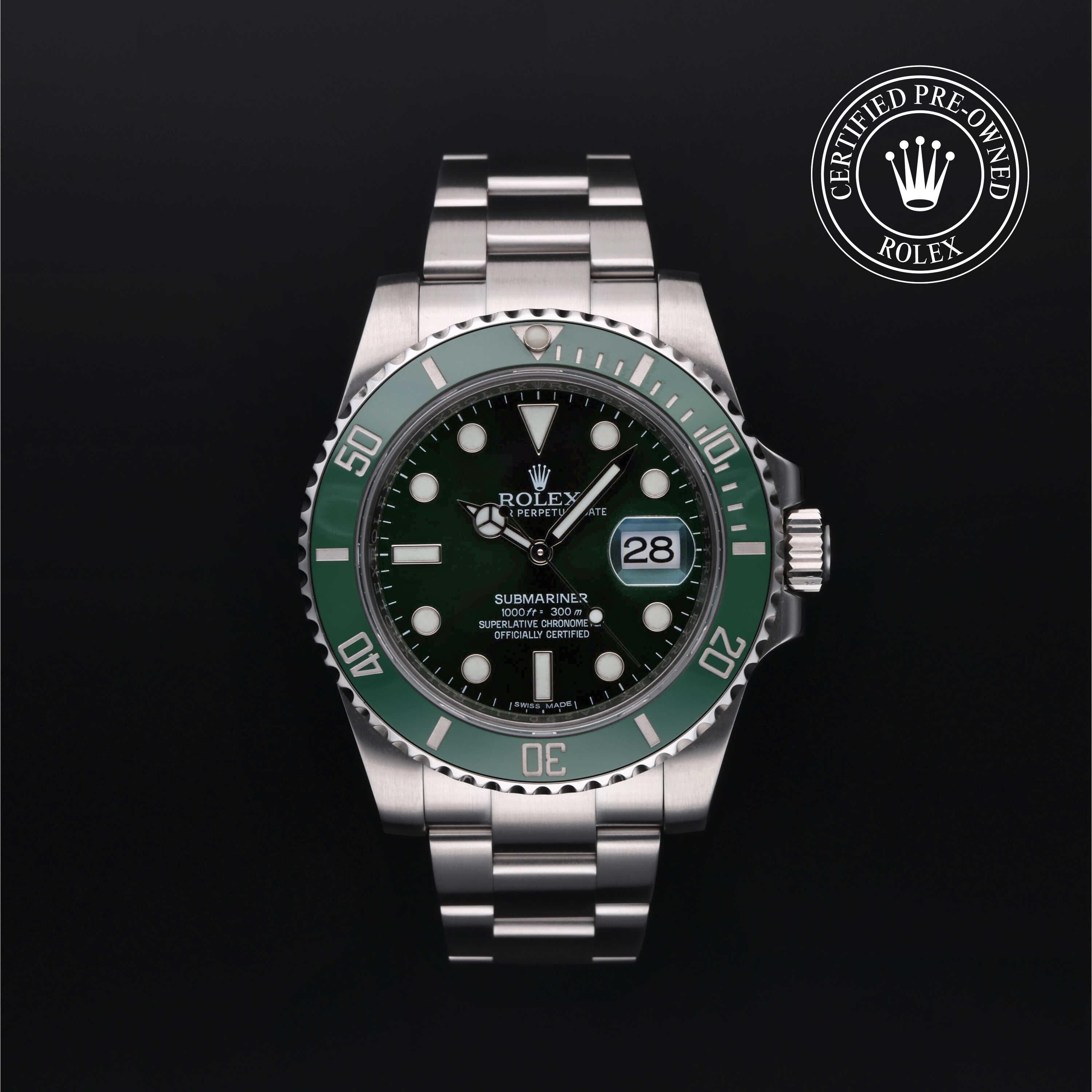 Rolex Certified Pre-Owned Submariner Date in Oyster, 40 mm, Stainless Steel 116610LV watch available at Long's Jewelers.