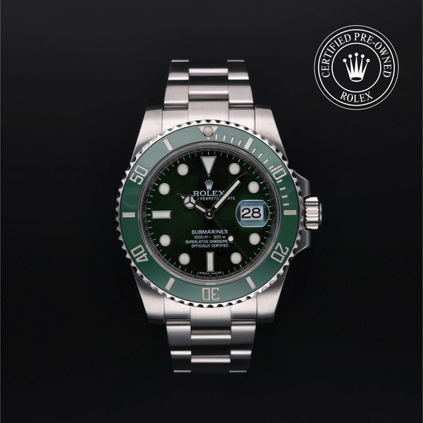 Rolex Certified Pre-Owned Submariner Date in Oyster, 40 mm, Stainless Steel 116610LV watch available at Long's Jewelers.
