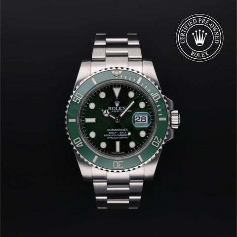 Rolex Certified Pre-Owned Submariner Date in Oyster, 40 mm, Stainless Steel 116610LV watch available at Long's Jewelers.