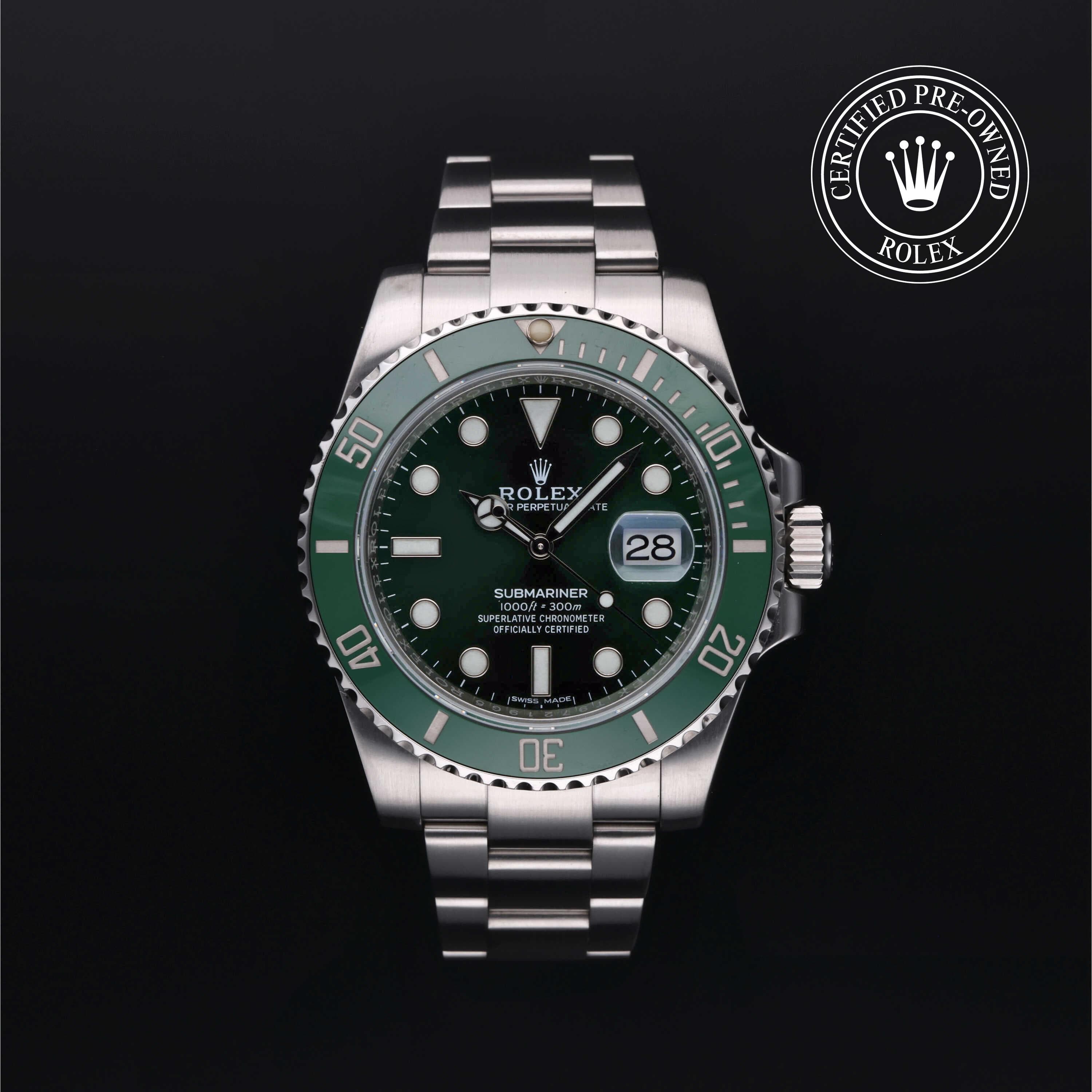 Rolex Certified Pre-Owned Submariner Date in Oyster, 40 mm, Stainless Steel 116610LV watch available at Long's Jewelers.