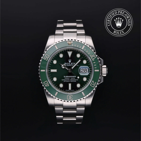 Rolex Certified Pre-Owned Submariner Date in Oyster, 40 mm, Stainless Steel 116610LV watch available at Long's Jewelers.