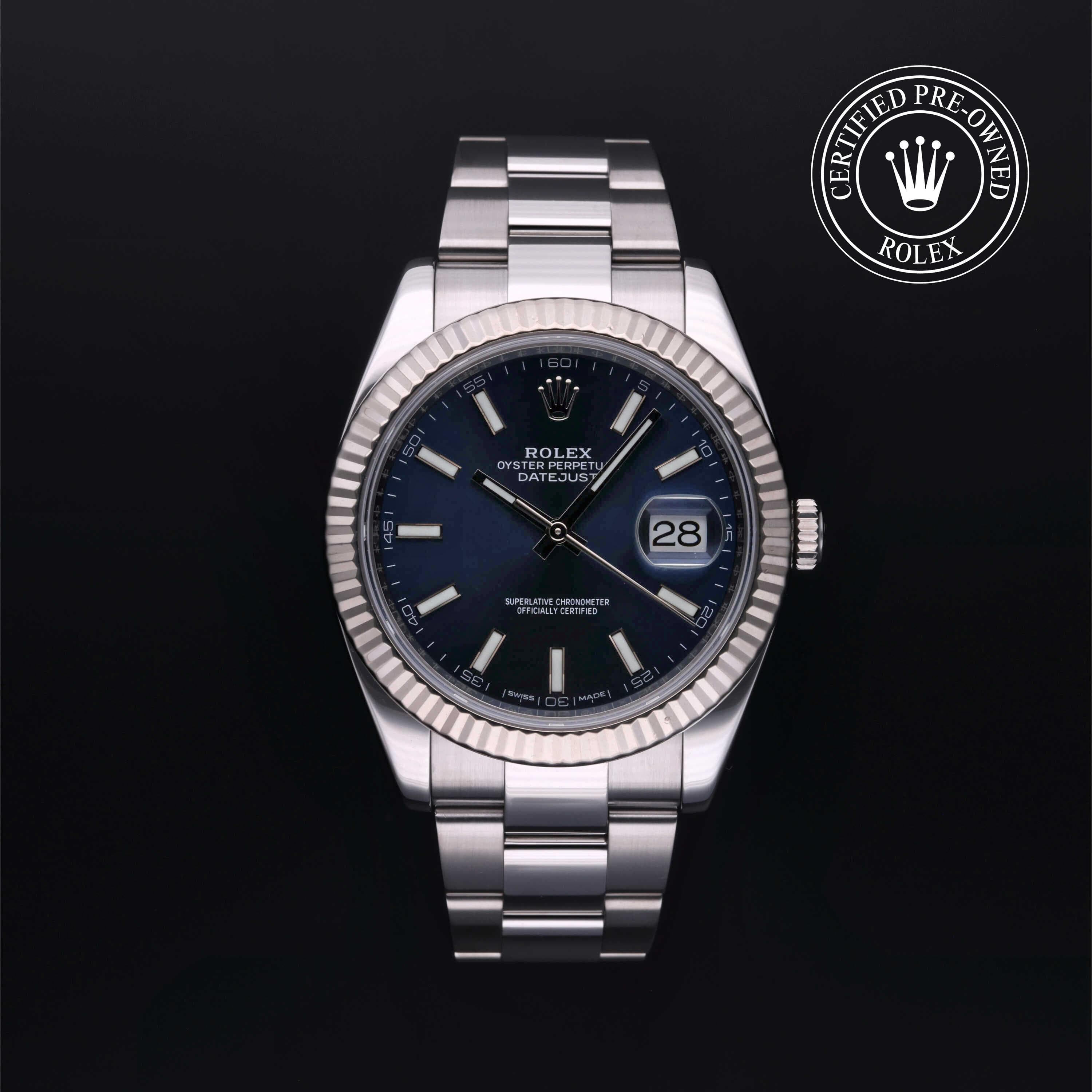 Rolex Certified Pre-Owned Datejust in Oyster, 41 mm, Stainless Steel and 18k white gold 126334 watch available at Long's Jewelers.