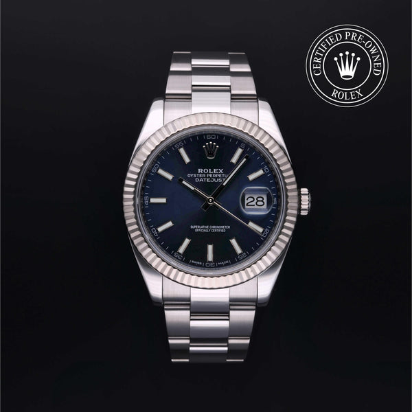 Rolex Certified Pre-Owned Datejust in Oyster, 41 mm, Stainless Steel and 18k white gold 126334 watch available at Long's Jewelers.