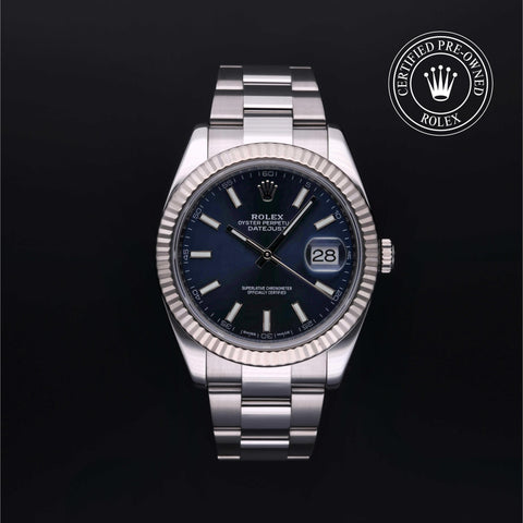 Rolex Certified Pre-Owned Datejust in Oyster, 41 mm, Stainless Steel and 18k white gold 126334 watch available at Long's Jewelers.
