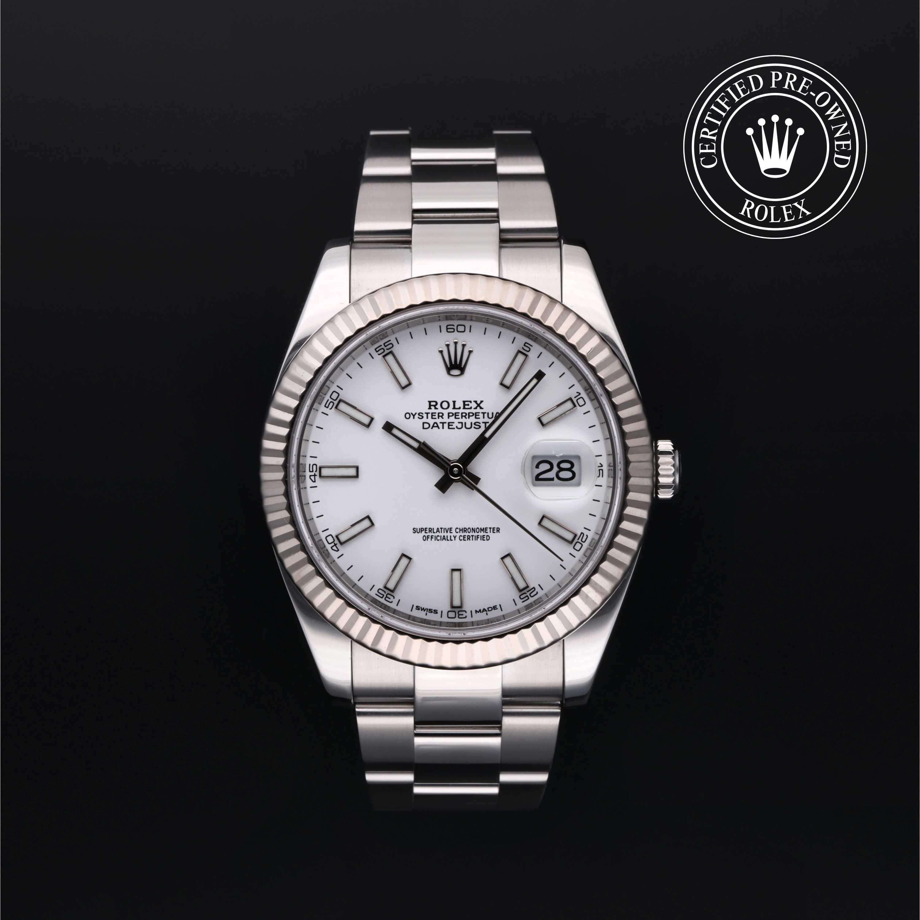 Rolex Certified Pre-Owned Datejust in Oyster, 41 mm, Stainless Steel and 18k white gold 126334 watch available at Long's Jewelers.