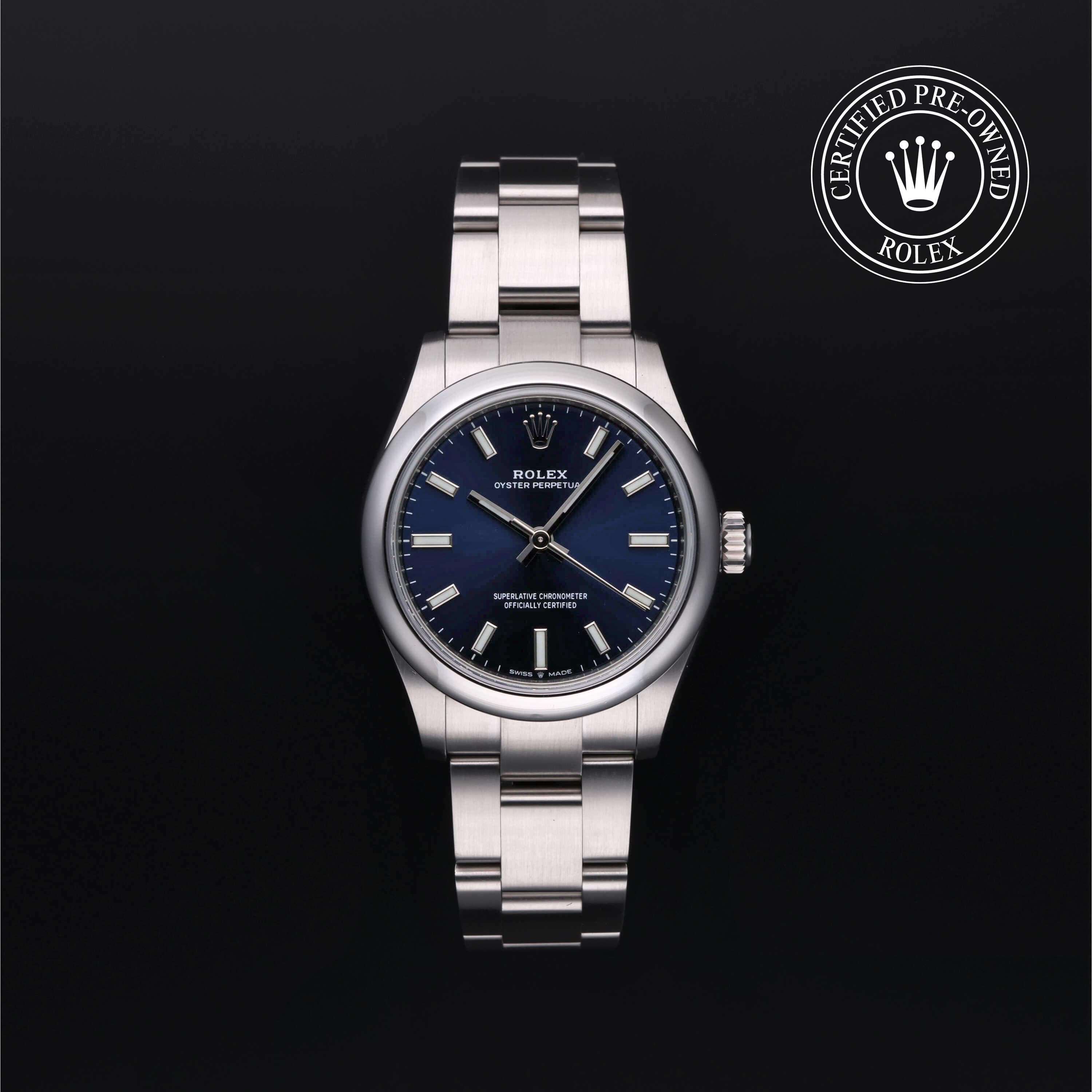 Rolex Certified Pre-Owned Oyster Perpetual in Oyster, 31 mm, Stainless Steel 277200 watch available at Long's Jewelers.