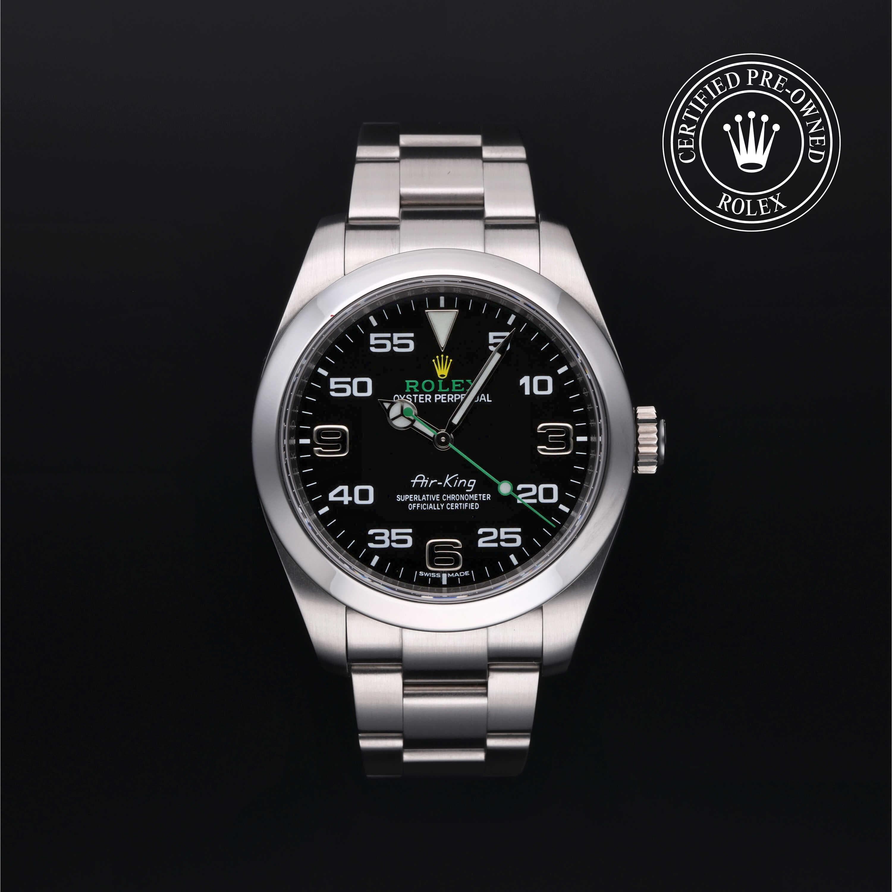 Rolex Certified Pre-Owned Air-King in Oyster, 40 mm, Stainless Steel 116900 watch available at Long's Jewelers.
