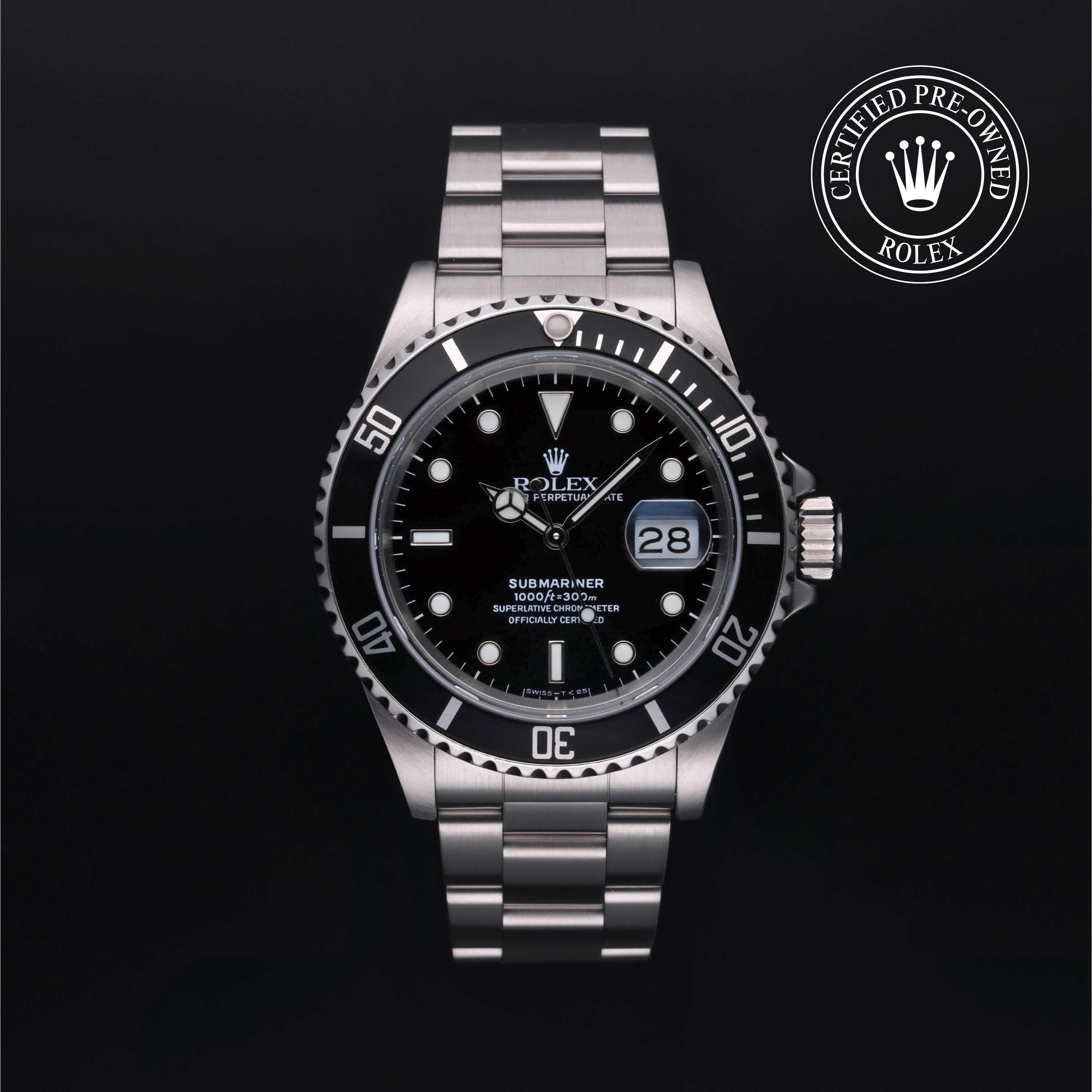 Rolex Certified Pre-Owned Submariner Date in Oyster, 40 mm, Stainless Steel 16610 watch available at Long's Jewelers.