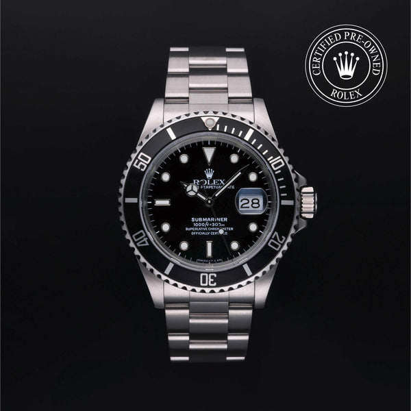 Rolex Certified Pre-Owned Submariner Date in Oyster, 40 mm, Stainless Steel 16610 watch available at Long's Jewelers.