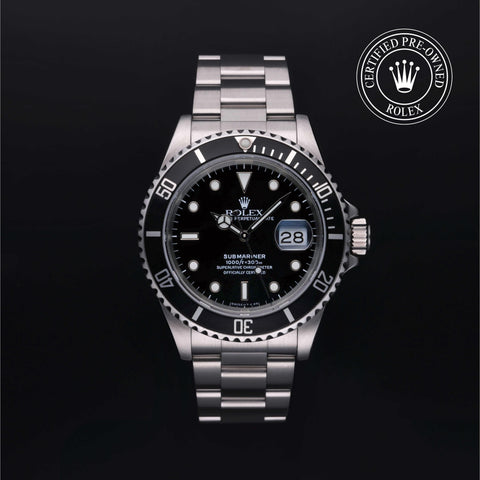 Rolex Certified Pre-Owned Submariner Date in Oyster, 40 mm, Stainless Steel 16610 watch available at Long's Jewelers.