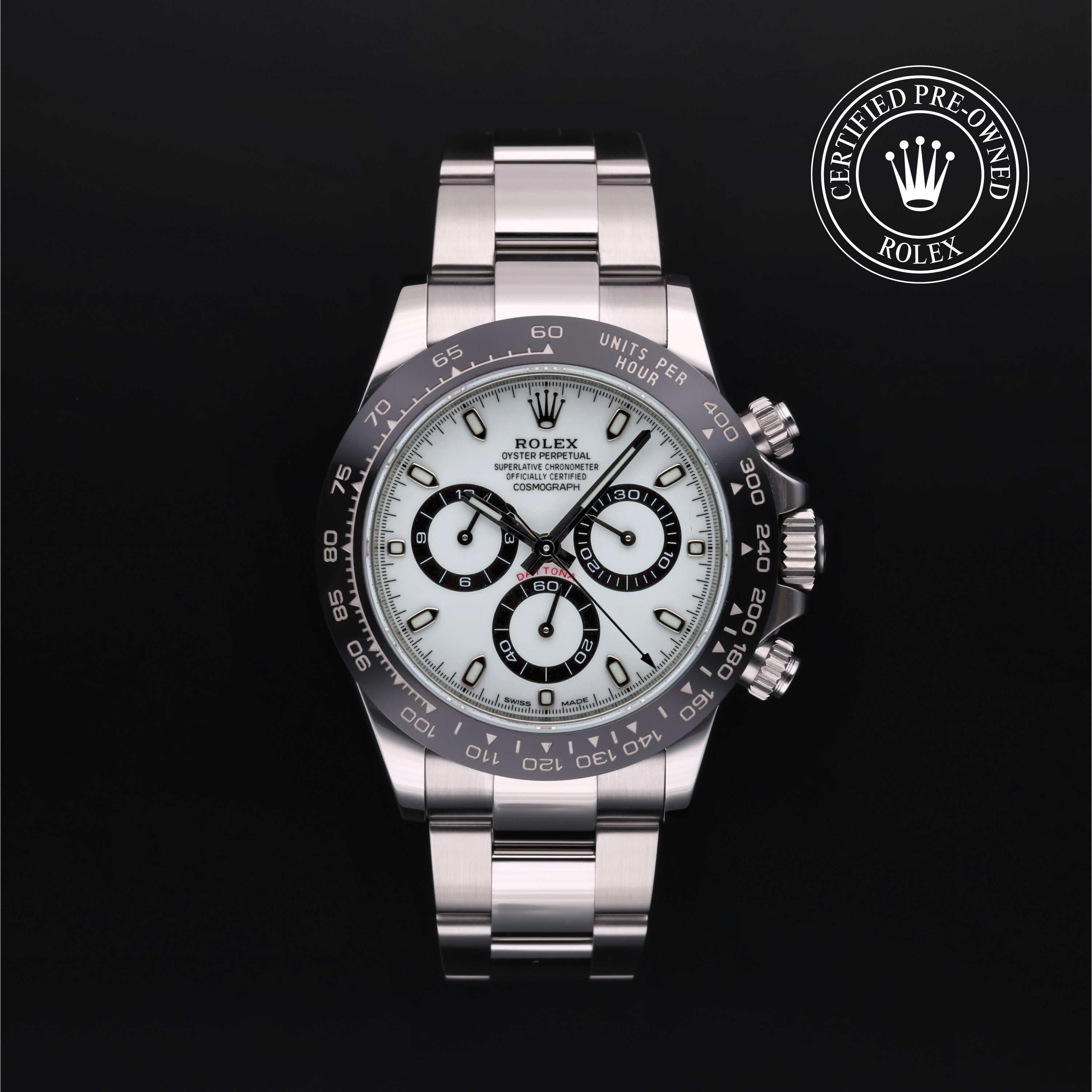 Rolex Certified Pre-Owned Cosmograph Daytona in Oyster, 40 mm, Stainless Steel 116500LN watch available at Long's Jewelers.