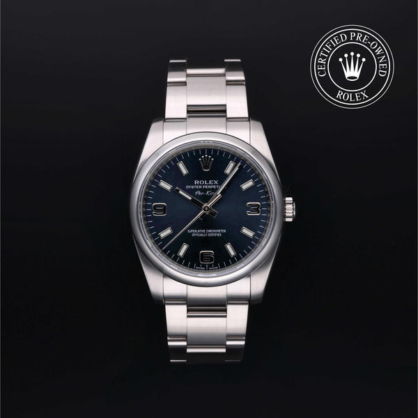 Rolex Certified Pre-Owned Oyster Perpetual in Oyster, 34 mm, Stainless Steel 114200 watch available at Long's Jewelers.