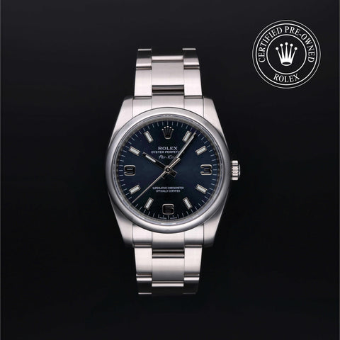 Rolex Certified Pre-Owned Oyster Perpetual in Oyster, 34 mm, Stainless Steel 114200 watch available at Long's Jewelers.