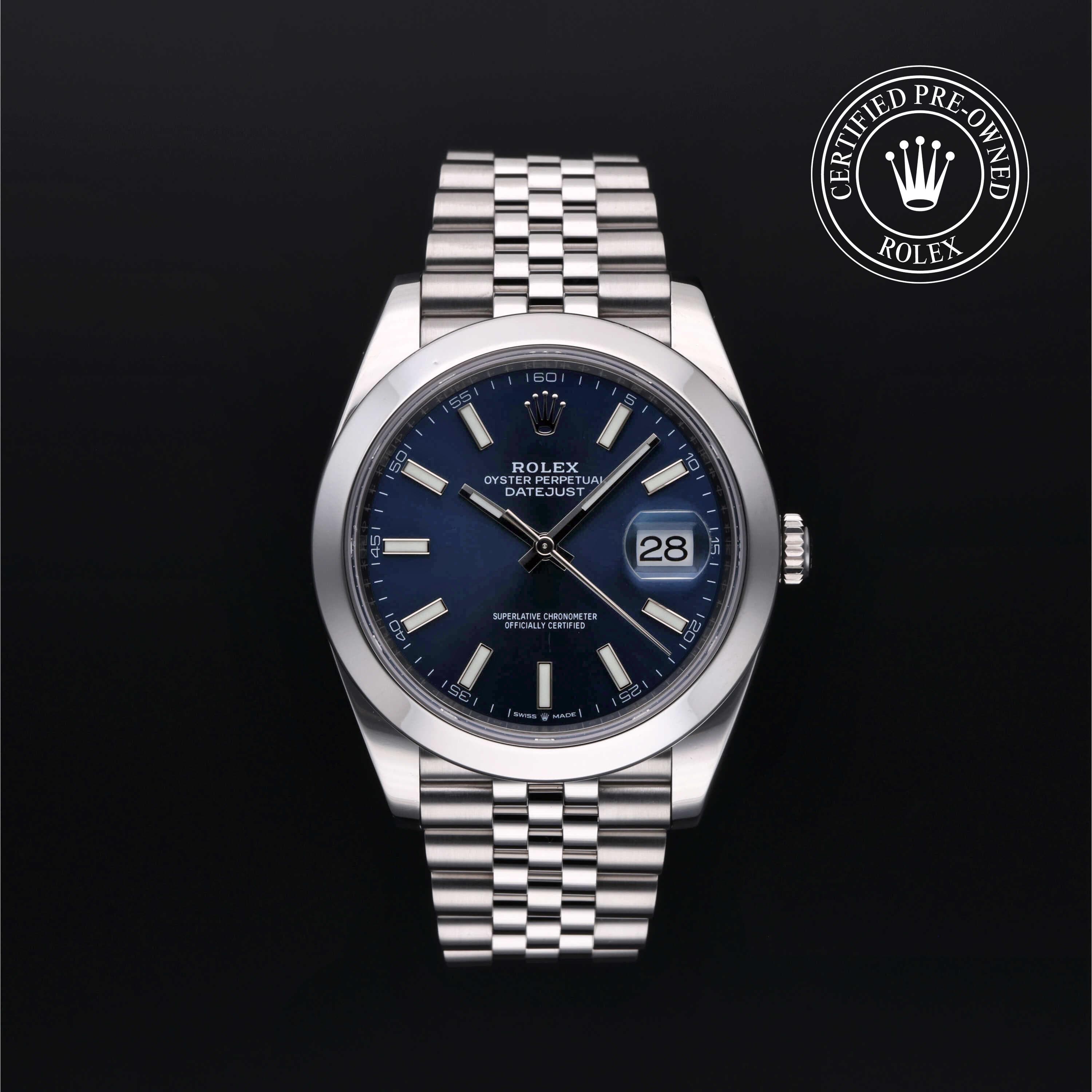 Rolex Certified Pre-Owned Datejust in Jubilee, 41 mm, Stainless Steel 126300 watch available at Long's Jewelers.