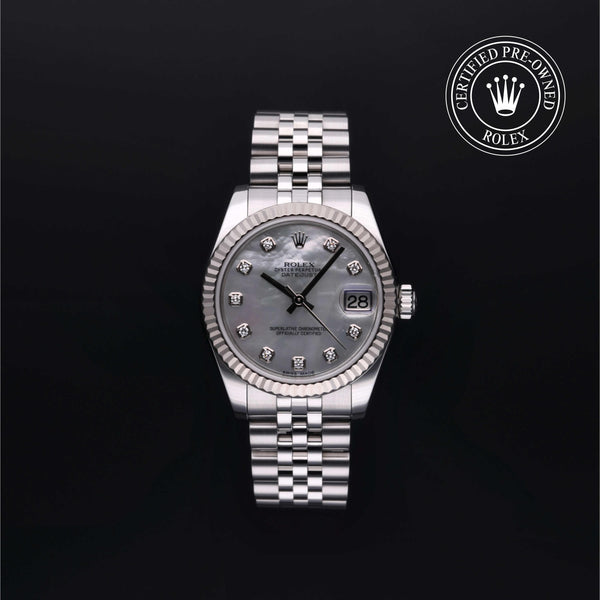 Rolex Certified Pre-Owned Datejust in Jubilee, 31 mm, Stainless Steel and white gold 178274 watch available at Long's Jewelers.