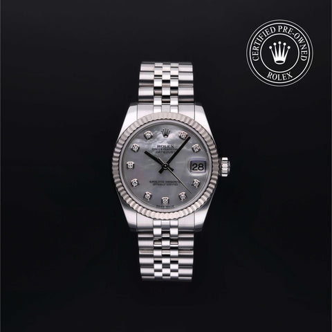 Rolex Certified Pre-Owned Datejust in Jubilee, 31 mm, Stainless Steel and white gold 178274 watch available at Long's Jewelers.