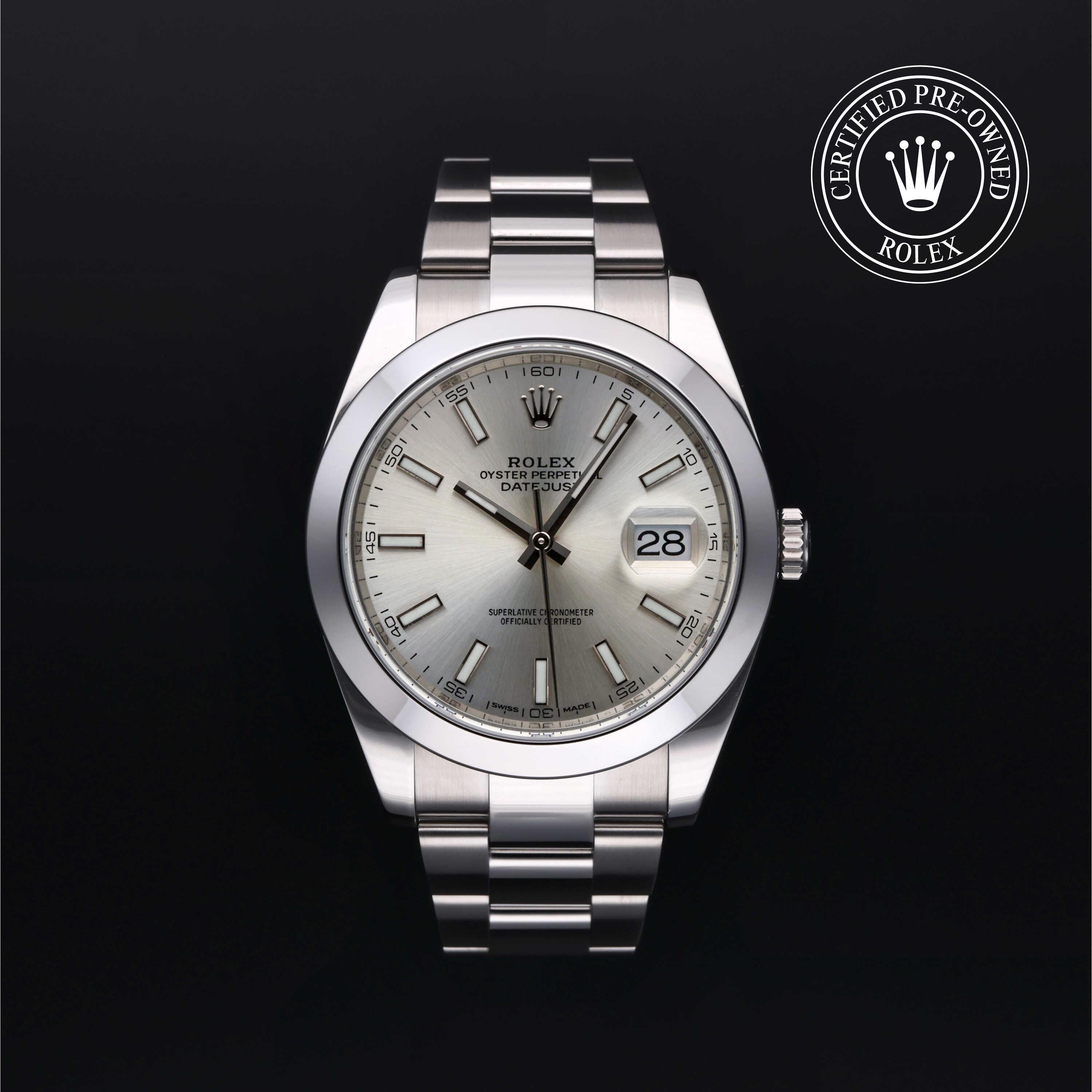 Rolex Certified Pre-Owned Datejust in Oyster, 41 mm, Stainless Steel 126300 watch available at Long's Jewelers.