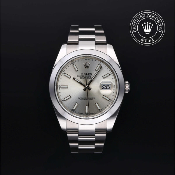 Rolex Certified Pre-Owned Datejust in Oyster, 41 mm, Stainless Steel 126300 watch available at Long's Jewelers.