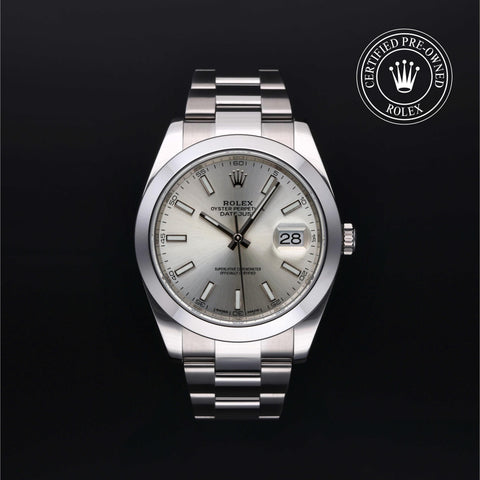 Rolex Certified Pre-Owned Datejust in Oyster, 41 mm, Stainless Steel 126300 watch available at Long's Jewelers.