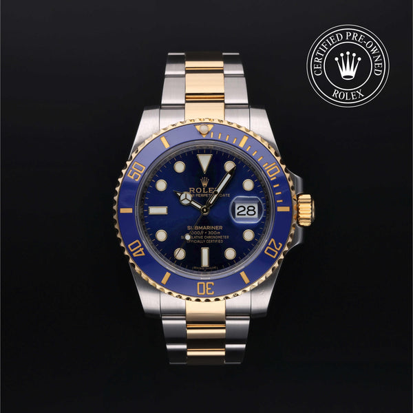 Rolex Certified Pre-Owned Submariner Date in Oyster, 40 mm, Stainless Steel and yellow gold 116613LB watch available at Long's Jewelers.