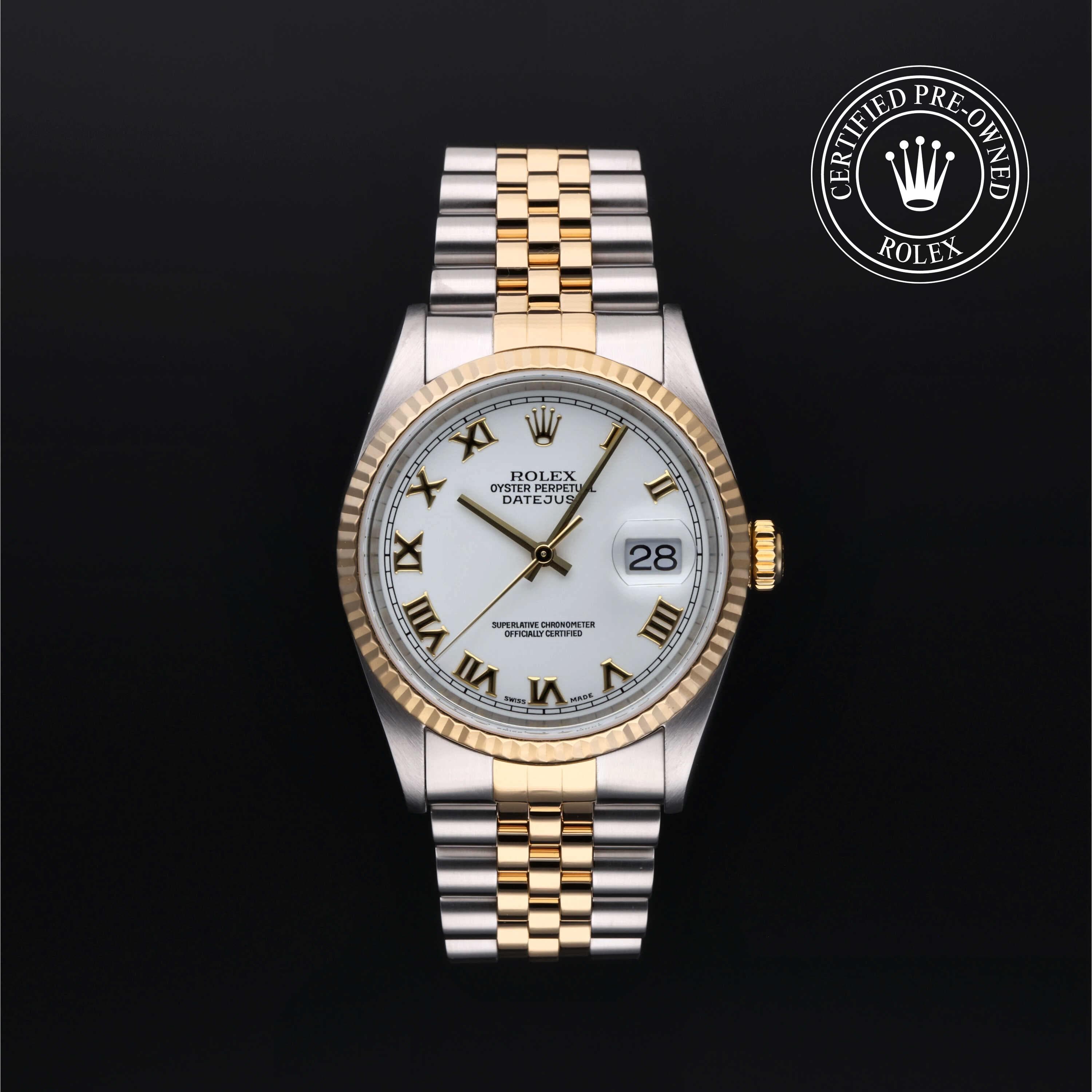 Rolex Certified Pre-Owned Datejust in Jubilee, 36 mm, Stainless Steel and yellow gold 16233 watch available at Long's Jewelers.