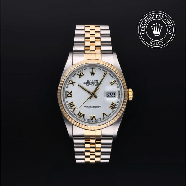 Rolex Certified Pre-Owned Datejust in Jubilee, 36 mm, Stainless Steel and yellow gold 16233 watch available at Long's Jewelers.