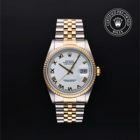 Rolex Certified Pre-Owned Datejust in Jubilee, 36 mm, Stainless Steel and yellow gold 16233 watch available at Long's Jewelers.