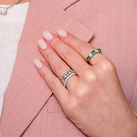 Platinum Alternating Emerald and Diamond Band
