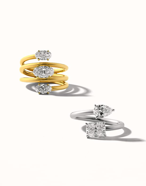 Diamond Rings Yellow and White Gold