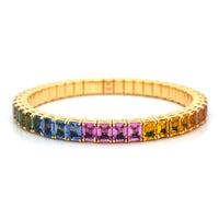 Zydo 18K Yellow Gold Sapphire Rainbow Stretch Bracelet