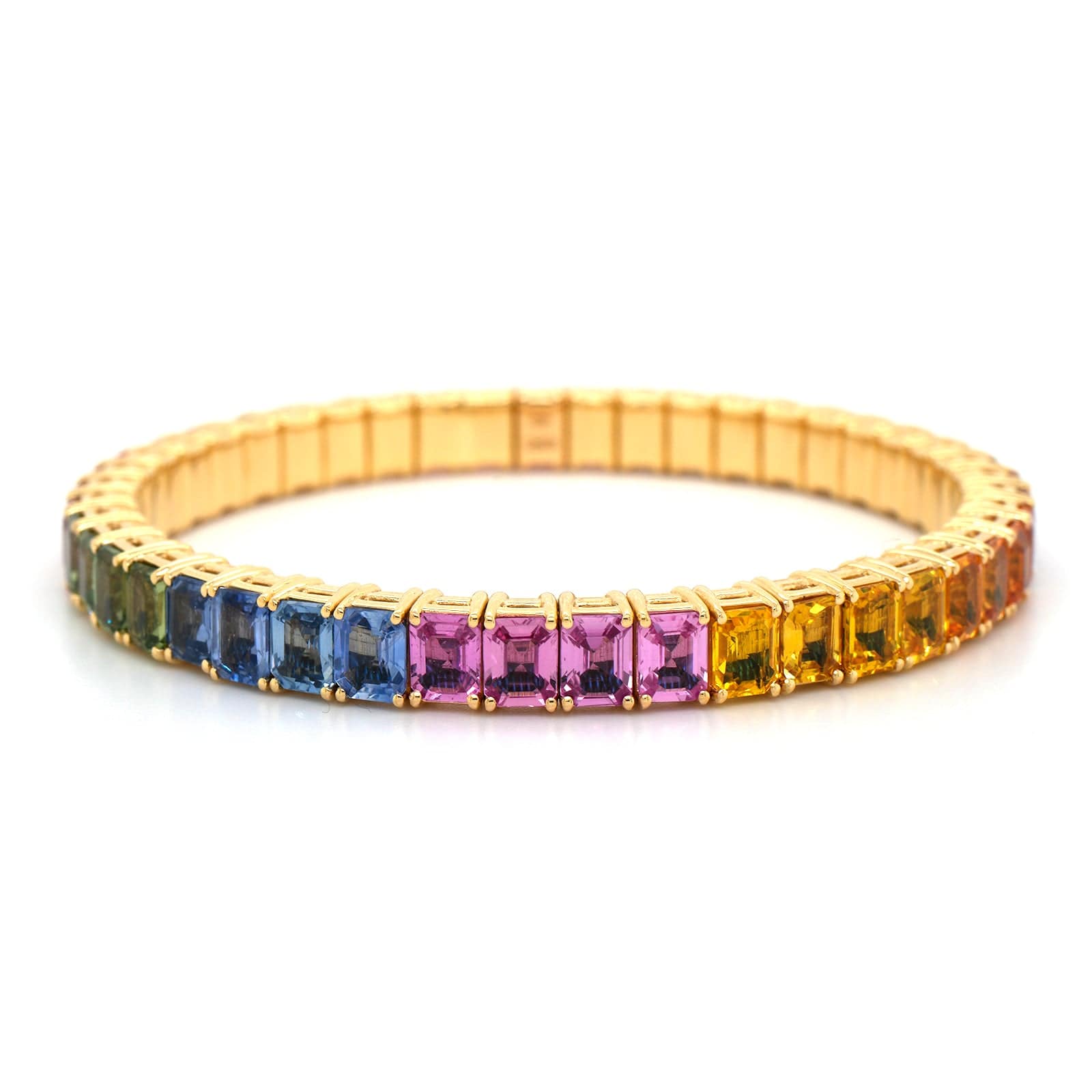 Zydo 18K Yellow Gold Sapphire Rainbow Stretch Bracelet – Long's Jewelers