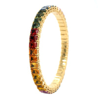 Zydo 18K Yellow Gold Sapphire Rainbow Stretch Bracelet
