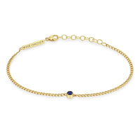 Zoe Chicco 14K Yellow Gold Blue Sapphire X Small Curb Chain Bracelet