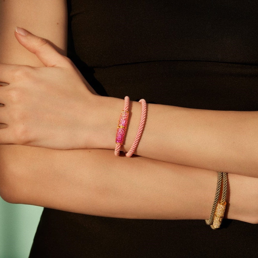18K Rose Gold Pink Sapphire Small Silk Wrap Bracelet