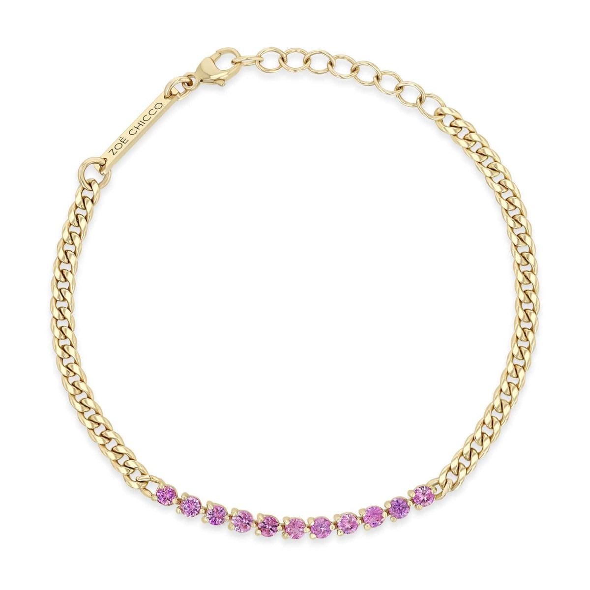 Zoe Chicco 14K Yellow Gold Pink Sapphire Segment Tennis Bracelet