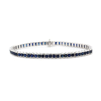 14K White Gold Blue Sapphire Tennis Bracelet