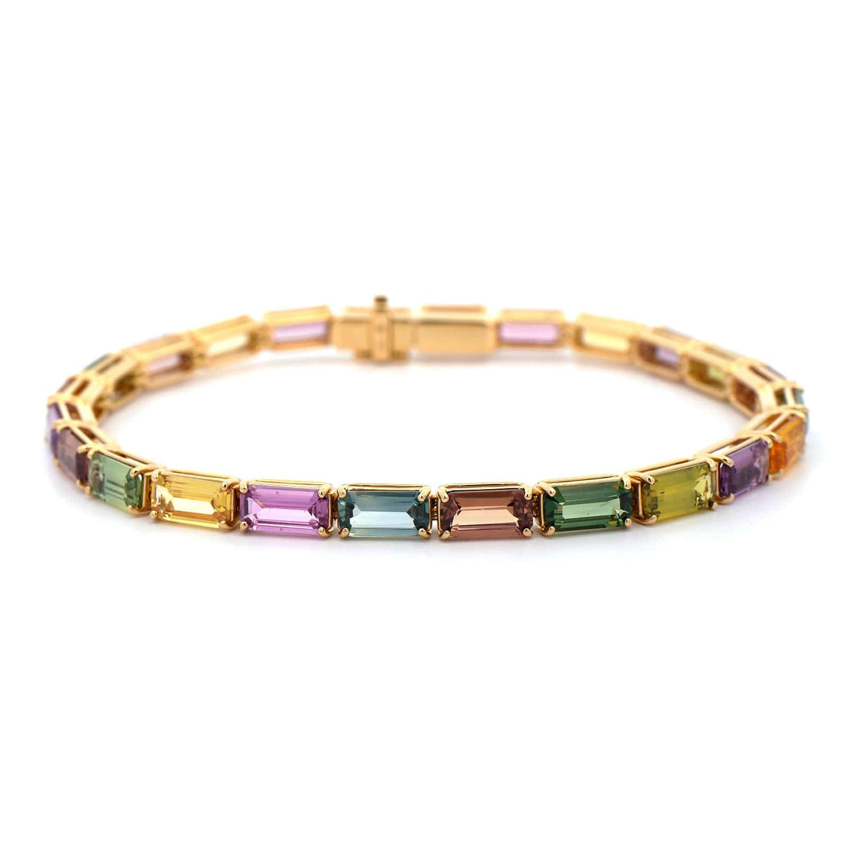 Bayco 18K Yellow Gold Emerald Cut Sapphire Bracelet