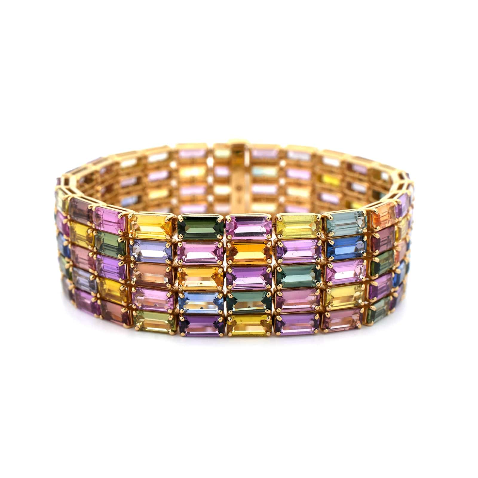 Bayco 18K Yellow Gold Emerald Cut Sapphire Bracelet