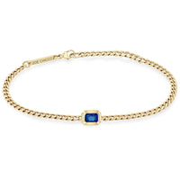 Zoe Chicco 14K Yellow Gold Blue Sapphire Small Curb Chain Bracelet