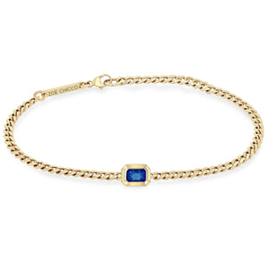Zoe Chicco 14K Yellow Gold Blue Sapphire Small Curb Chain Bracelet