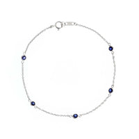18K White Gold Bezel Set Round Blue Sapphire Bracelet
