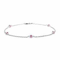 18K White Gold Bezel Set Pink Sapphire Bracelet