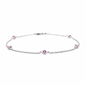 18K White Gold Bezel Set Pink Sapphire Bracelet