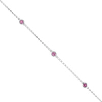 18K White Gold Bezel Set Pink Sapphire Bracelet