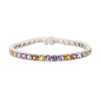 Platinum Multi Colored Sapphire Tennis Bracelet