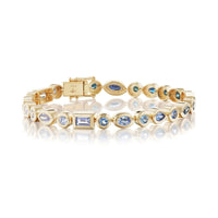 Sorellina 18K Yellow Gold Mixed Shape Blue Sapphire Tennis Bracelet