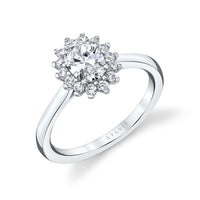 Flower Diamond Halo Engagement Ring Setting